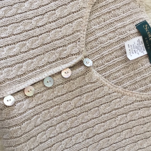 SCOTT TAYLOR Knit Sweater Vest MotherPearl buttons - Picture 3 of 8